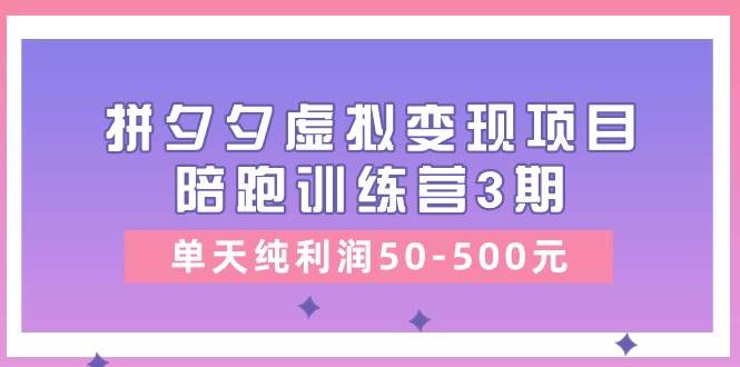 （11000期）某收费培训《拼夕夕虚拟变现项目陪跑训练营3期》单天纯利润50-500元-讯领网创