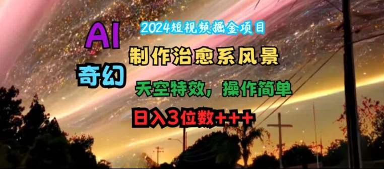 2024短视频掘金项目，AI制作治愈系风景，奇幻天空特效，操作简单，日入3位数【揭秘】-讯领网创