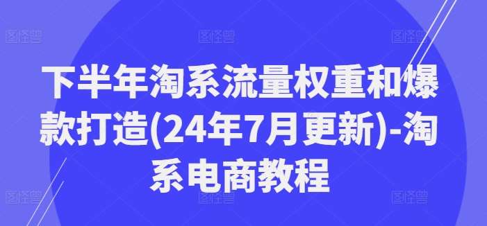 下半年淘系流量权重和爆款打造(24年7月更新)-淘系电商教程-讯领网创