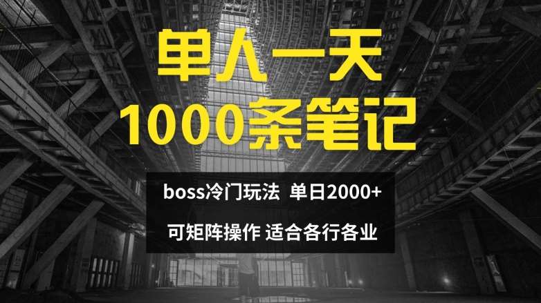 单人一天1000条笔记，日入2000+，BOSS直聘的正确玩法【揭秘】-讯领网创