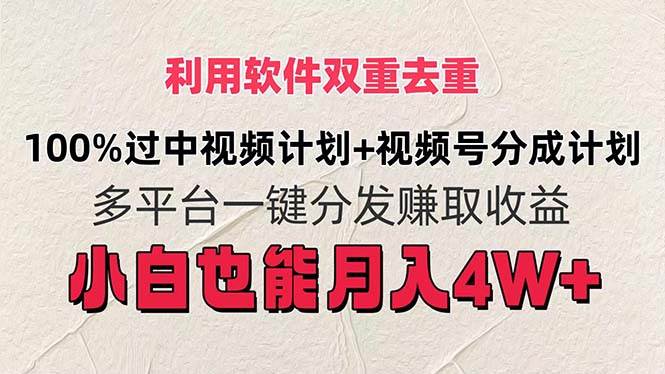 （11862期）利用软件双重去重，100%过中视频+视频号分成计划小白也可以月入4W+-讯领网创