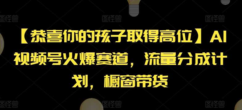 【恭喜你的孩子取得高位】AI视频号火爆赛道，流量分成计划，橱窗带货【揭秘】-讯领网创