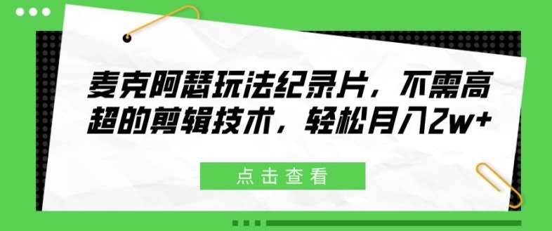 麦克阿瑟玩法纪录片，不需高超的剪辑技术，轻松月入2w+【揭秘】-讯领网创