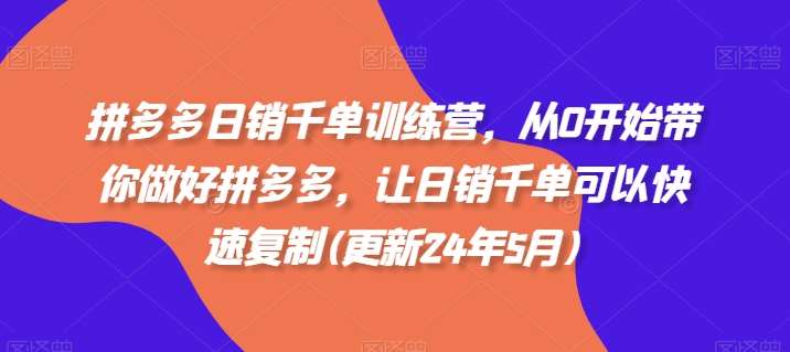 拼多多日销千单训练营，从0开始带你做好拼多多，让日销千单可以快速复制(更新24年7月)-讯领网创