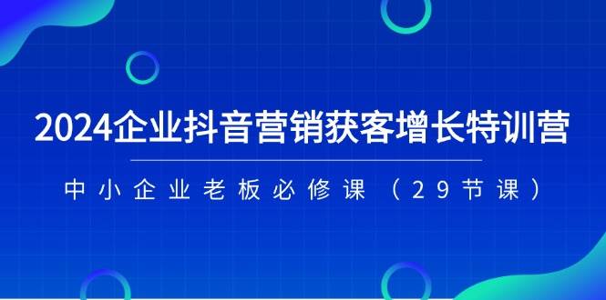 （11349期）2024企业抖音-营销获客增长特训营，中小企业老板必修课（29节课）-讯领网创