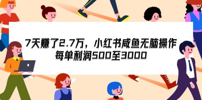 （12192期）7天收了2.7万，小红书咸鱼无脑操作，每单利润500至3000-讯领网创