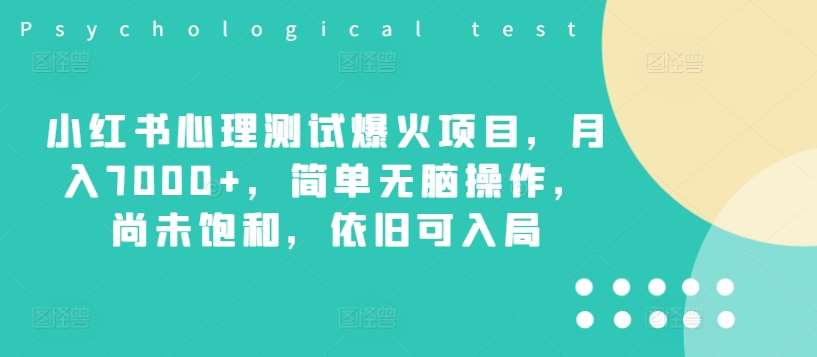 小红书心理测试爆火项目，月入7000+，简单无脑操作，尚未饱和，依旧可入局-讯领网创