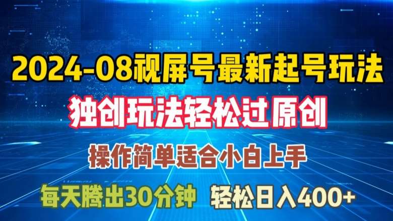 08月视频号最新起号玩法，独特方法过原创日入三位数轻轻松松【揭秘】-讯领网创