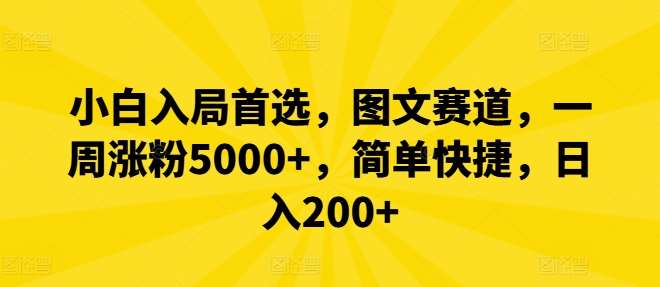 小白入局首选，图文赛道，一周涨粉5000+，简单快捷，日入200+-讯领网创