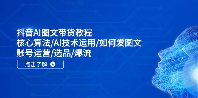 抖音AI图文带货教程：核心算法/AI技术运用/如何发图文/账号运营/选品/爆流-讯领网创