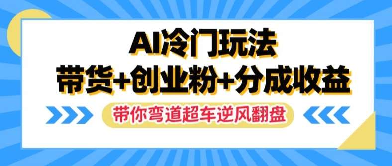 AI冷门玩法，带货+创业粉+分成收益，带你弯道超车，实现逆风翻盘【揭秘】-讯领网创