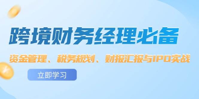 （12323期）跨境 财务经理必备：资金管理、税务规划、财报汇报与IPO实战-讯领网创