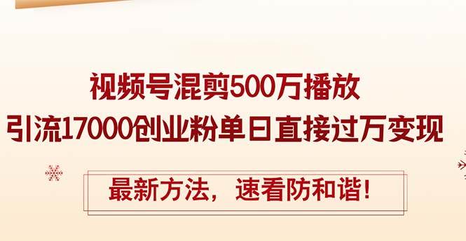 （12391期）精华帖视频号混剪500万播放引流17000创业粉，单日直接过万变现，最新方…-讯领网创