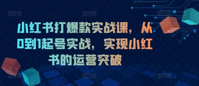 小红书打爆款实战课，从0到1起号实战，实现小红书的运营突破-讯领网创