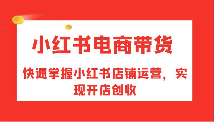 小红书电商带货，快速掌握小红书店铺运营，实现开店创收-讯领网创