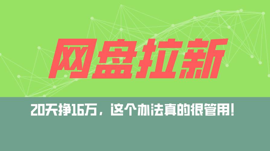 （12294期）网盘拉新+私域运营玩法，零基础入门，小白可操作，当天见效，日入5000+-讯领网创