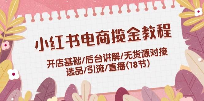 小红书电商揽金教程：开店基础/后台讲解/无货源对接/选品/引流/直播(18节)-讯领网创