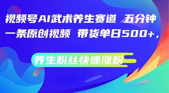 视频号AI武术养生赛道，五分钟一条原创视频，带货单日几张，养生粉丝快速涨粉【揭秘】-讯领网创