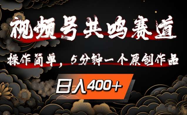 视频号共鸣赛道，操作简单，5分钟1个原创作品，日入几张【揭秘】-讯领网创