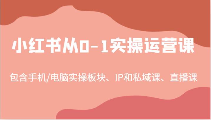 小红书从0-1实操运营课，包含手机/电脑实操板块、IP和私域课、直播课（97节）-讯领网创