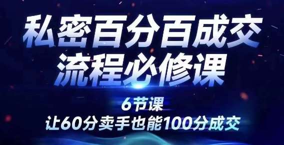 私密百分百成交流程线上训练营，绝对成交，让60分卖手也能100分成交-讯领网创