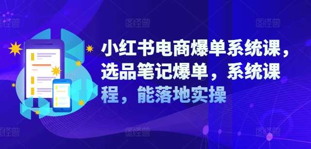 小红书电商爆单系统课，选品笔记爆单，系统课程，能落地实操-讯领网创