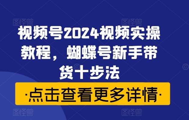 视频号2024视频实操教程，蝴蝶号新手带货十步法-讯领网创