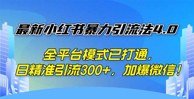 （12505期）最新小红书暴力引流法4.0， 全平台模式已打通，日精准引流300+，加爆微…-讯领网创