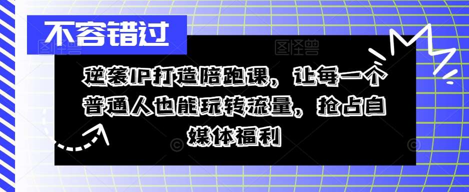 逆袭IP打造陪跑课，让每一个普通人也能玩转流量，抢占自媒体福利-讯领网创