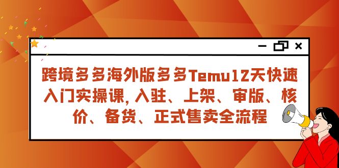 跨境多多海外版多多Temu12天快速入门实战课，从入驻 上架到正式售卖全流程-讯领网创