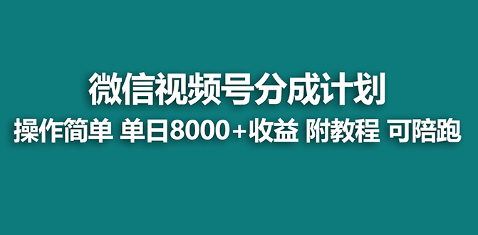 【蓝海项目】视频号分成计划，单天收益8000+，附玩法教程！可陪跑-讯领网创