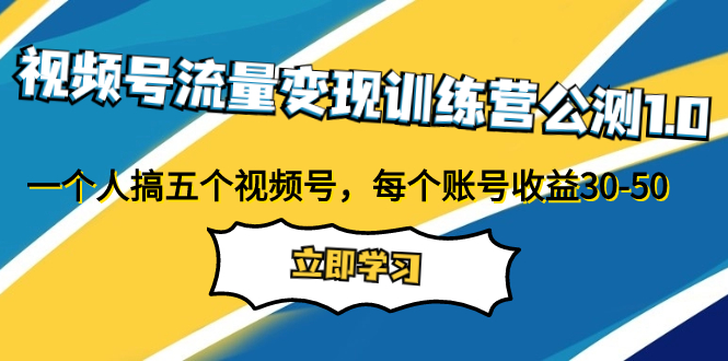 视频号流量变现训练营公测1.0：一个人搞五个视频号，每个账号收益30-50-讯领网创