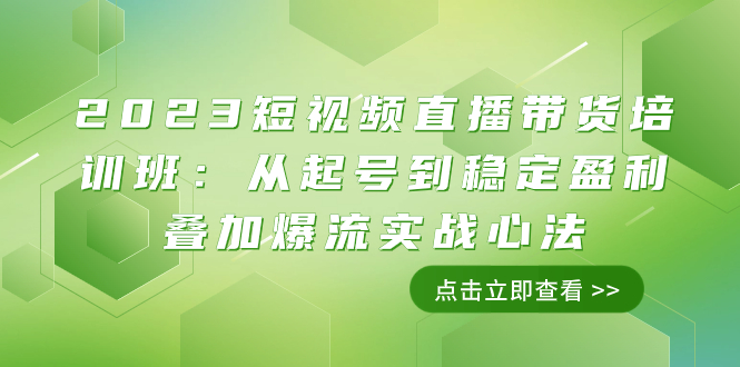 2023短视频直播带货培训班：从起号到稳定盈利叠加爆流实战心法（11节课）-讯领网创