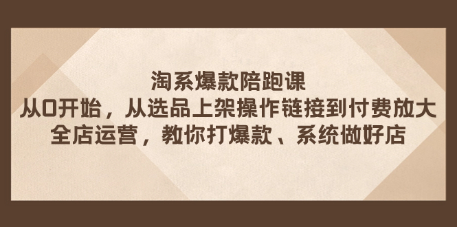 淘系爆款陪跑课 从选品上架操作链接到付费放大 全店运营 打爆款 系统做好店-讯领网创